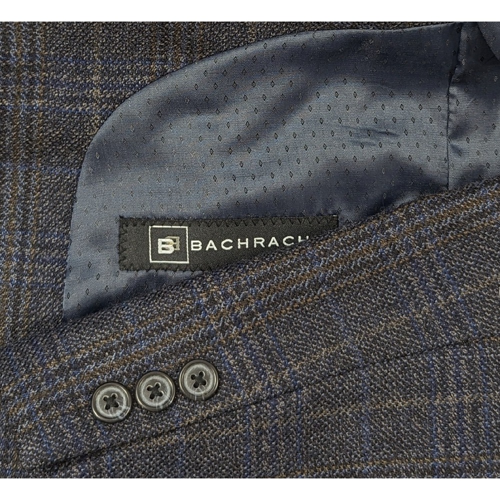 Bachrach Mens Blazer Sport Coat Sport Jacket Wool 4OL Prince of Whales Blue Gray